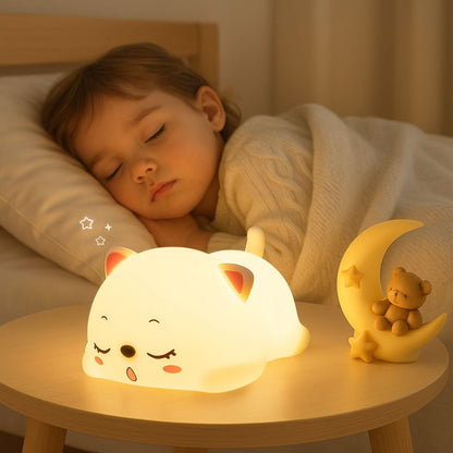 veilleuse bébé chat silicone tactile rechargeable enfant endormi