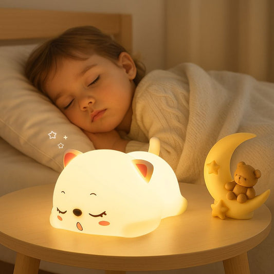veilleuse bébé chat silicone tactile rechargeable enfant endormi