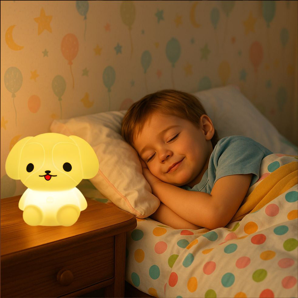 veilleuse bébé chien silicone rechargeable tactile enfant endormi lit
