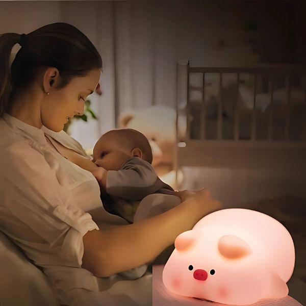 veilleuse bébé cochon silicone maman allaitement nocturne