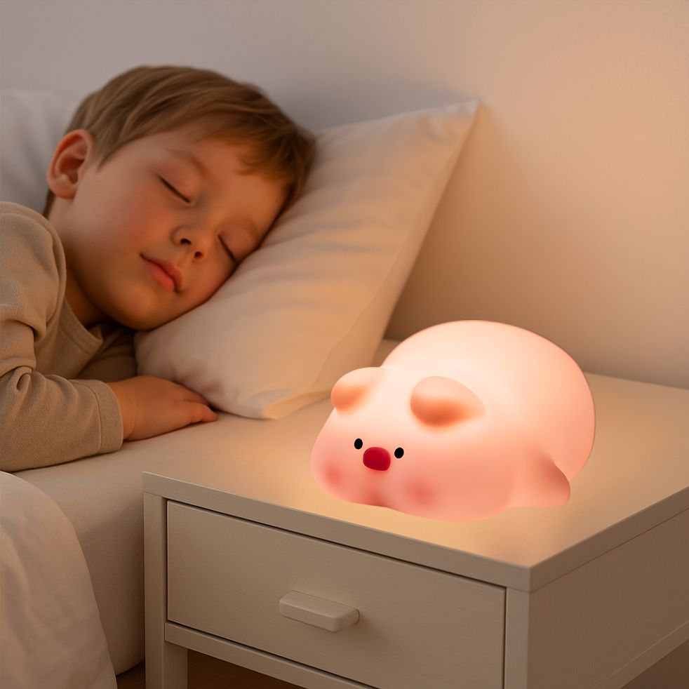 veilleuse bébé cochon silicone portable garçon sommeil paisible