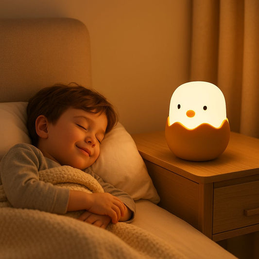 veilleuse bébé coquille d'oeuf silicone rechargeable enfant endormi lit