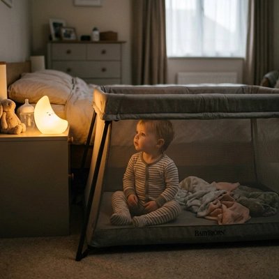 Veilleuse bébé enfant dans berceau