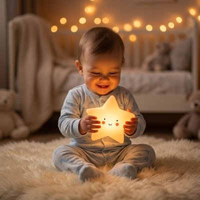 Veilleuse bébé étoile enfant souriant
