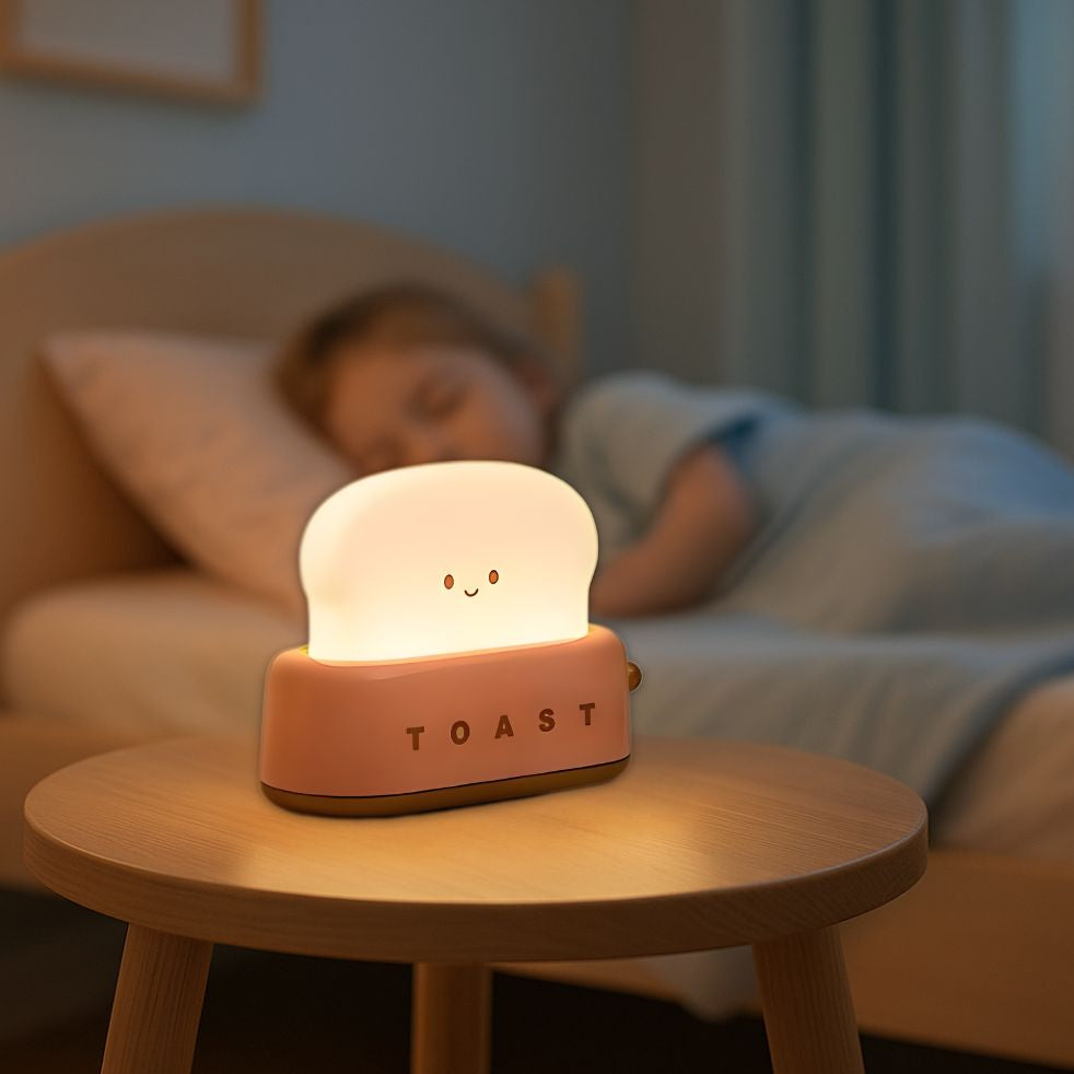 veilleuse bébé grille-pain portable rose fille endormie lit