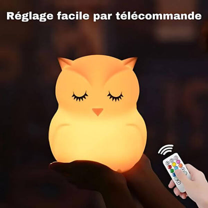 veilleuse bébé hibou réglable télécommande tactile
