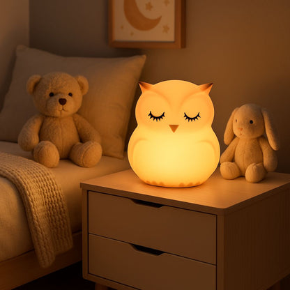veilleuse bébé hibou tactile silicone sécuritaire décoration chambre enfant