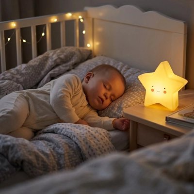 Veilleuse bébé jaune enfant endormi