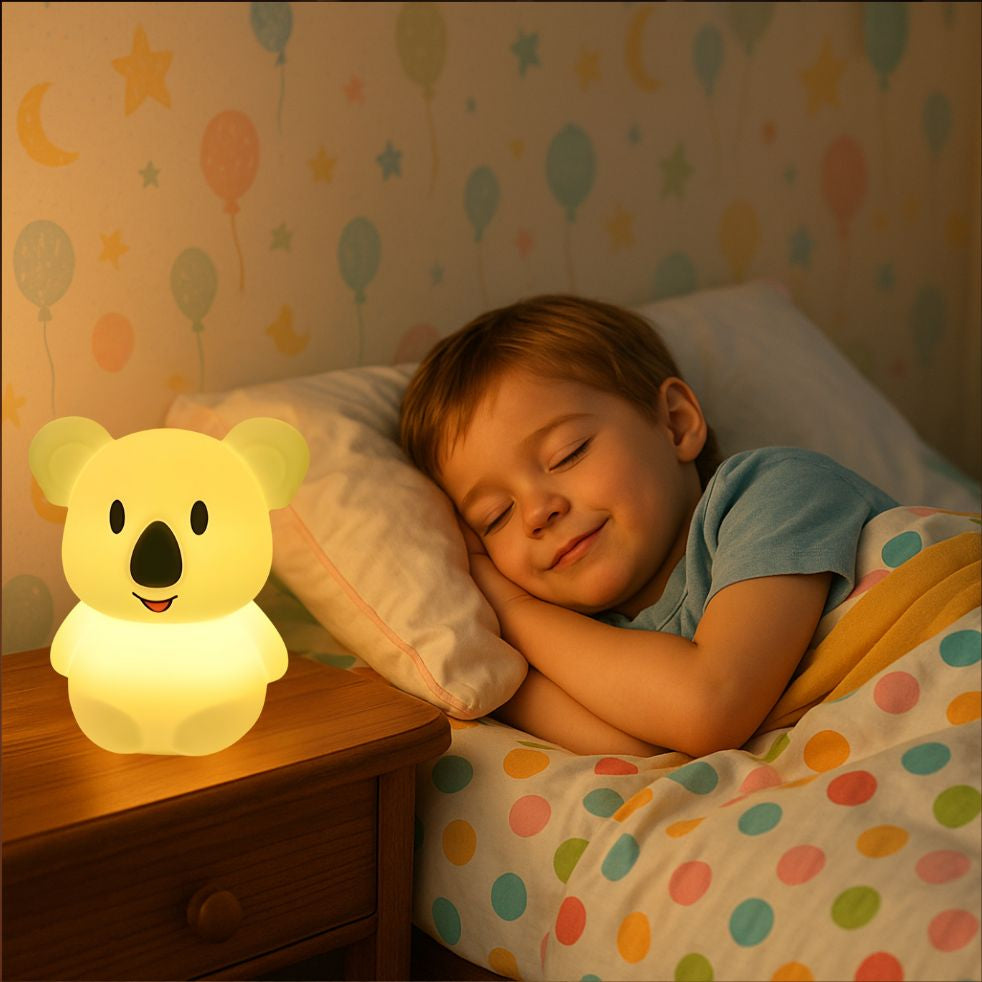 veilleuse bébé koala silicone rechargeable tactile enfant souriant endormi lit