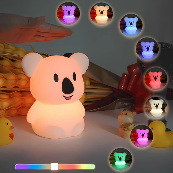 veilleuse bébé koala silicone tactile portable tamisée multicolore