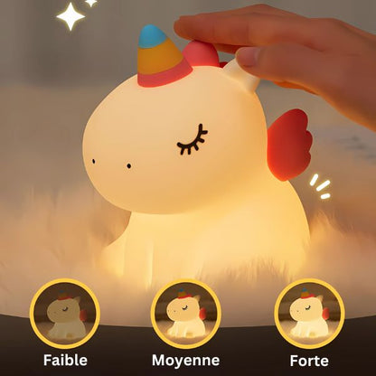 veilleuse bébé licorne 3 niveaux luminosité ajustable tamisée
