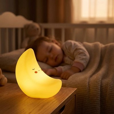 Veilleuse bébé lune décorative