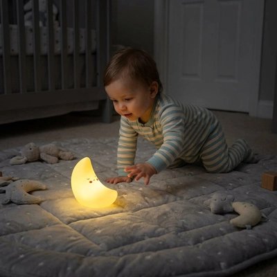 Veilleuse bébé lune ludique