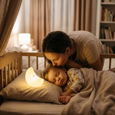 Veilleuse bébé maman fait bise