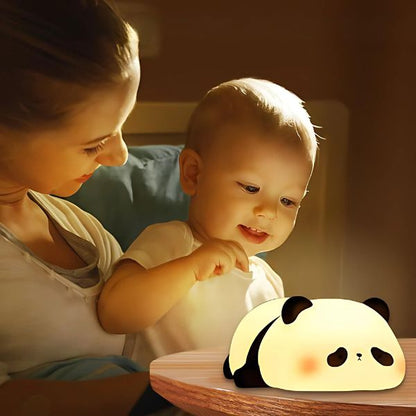 veilleuse bébé panda sécuritaire maman garçon souriant routine soir