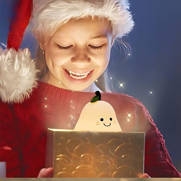 veilleuse bébé poire cadeau noël fille souriante