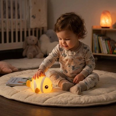 Veilleuse bébé poisson enfant souriant