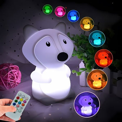 veilleuse bébé renard silicone multicolore réglable télécommande tactile