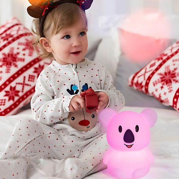 veilleuse bébé silicone rose chaleureuse sécuritaire enfant souriant