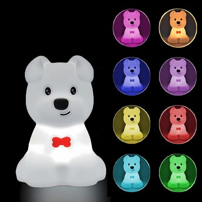 veilleuse enfant chien silicone douce chaleureuse multicolore