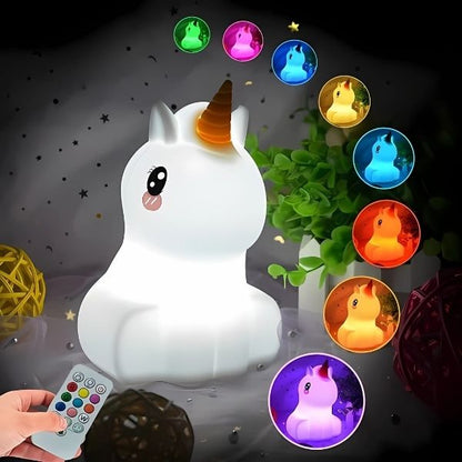 veilleuse enfant licorne silicone tactile télécommande multicolore