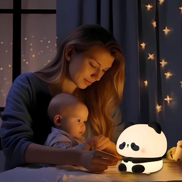 veilleuse enfant panda chaleureuse mignonne maman enfant joyeux