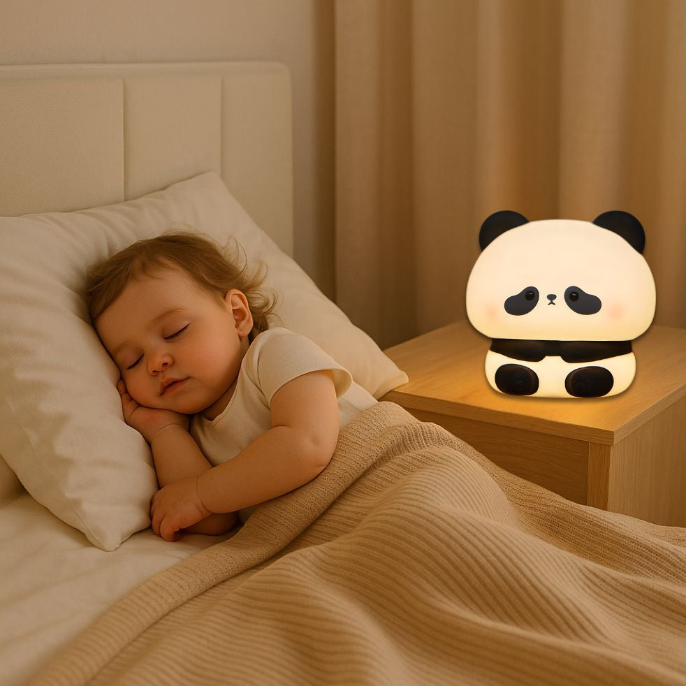 veilleuse enfant panda silicone rechargeable tactile fillette endormie lit
