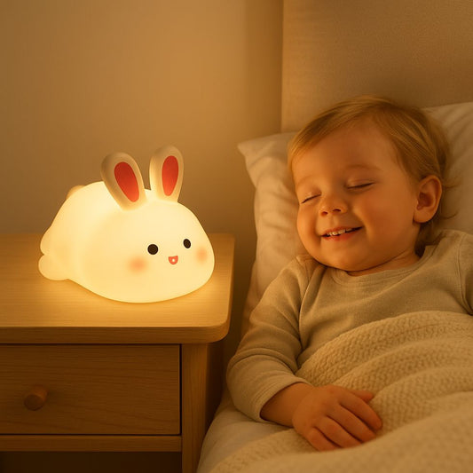 veilleuse lapin bebe-enfant endormi souriant
