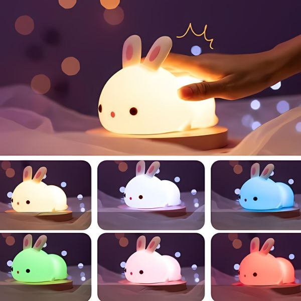 veilleuse lapin tactile multicolore usb rechargeable