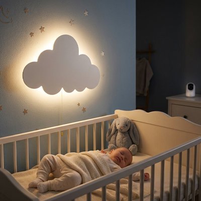 Veilleuse murale bébé endormi berceau