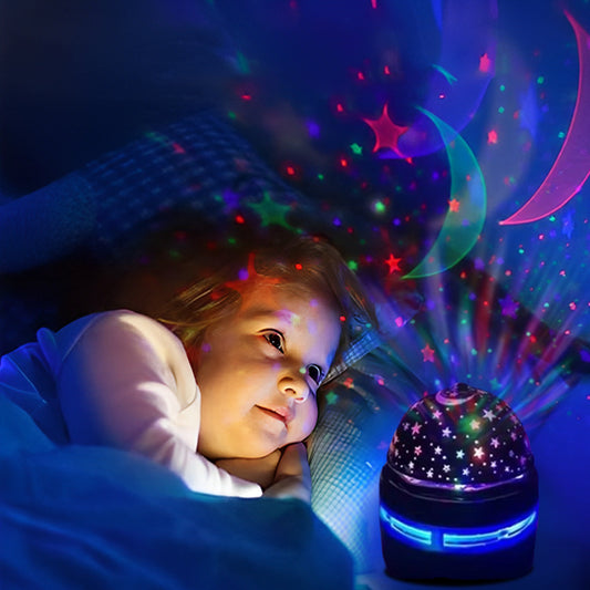 veilleuse projection plafond fille dans lit